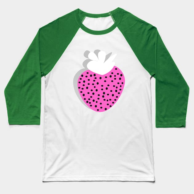 Pink strawberry Baseball T-Shirt by CocoDes